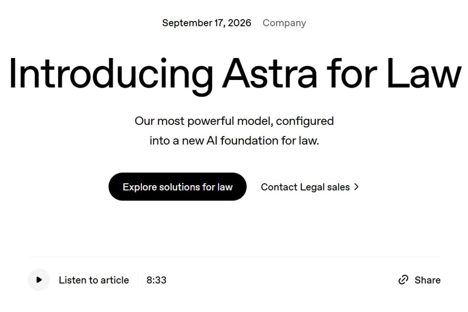 OpenAI、法務向けAIモデル「Astra for Law」を発表