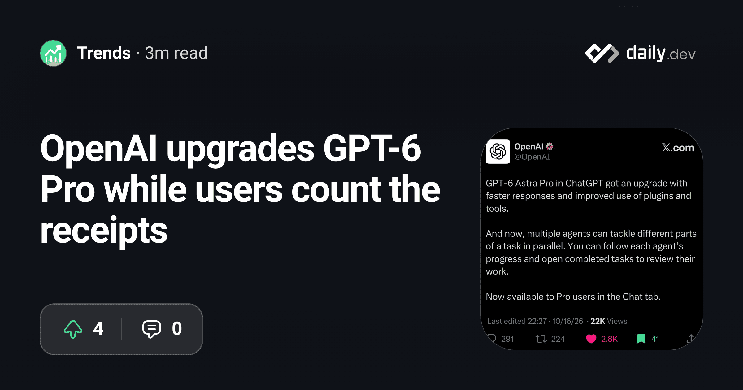 OpenAI upgrades GPT-6 Pro while users count the receipts