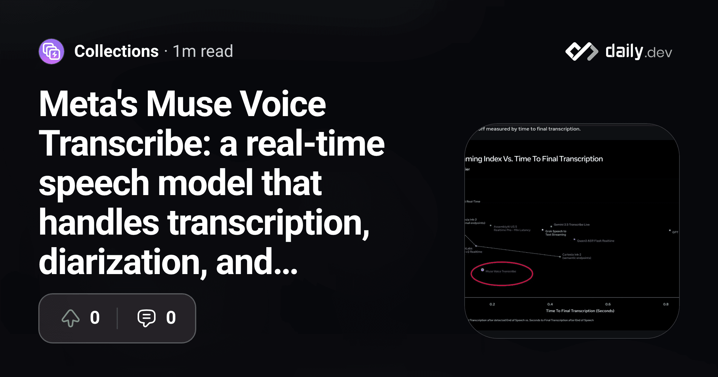Meta's Muse Voice Transcribe: a real-time speech model that handles transcription, diarization, and endpointing in one pass