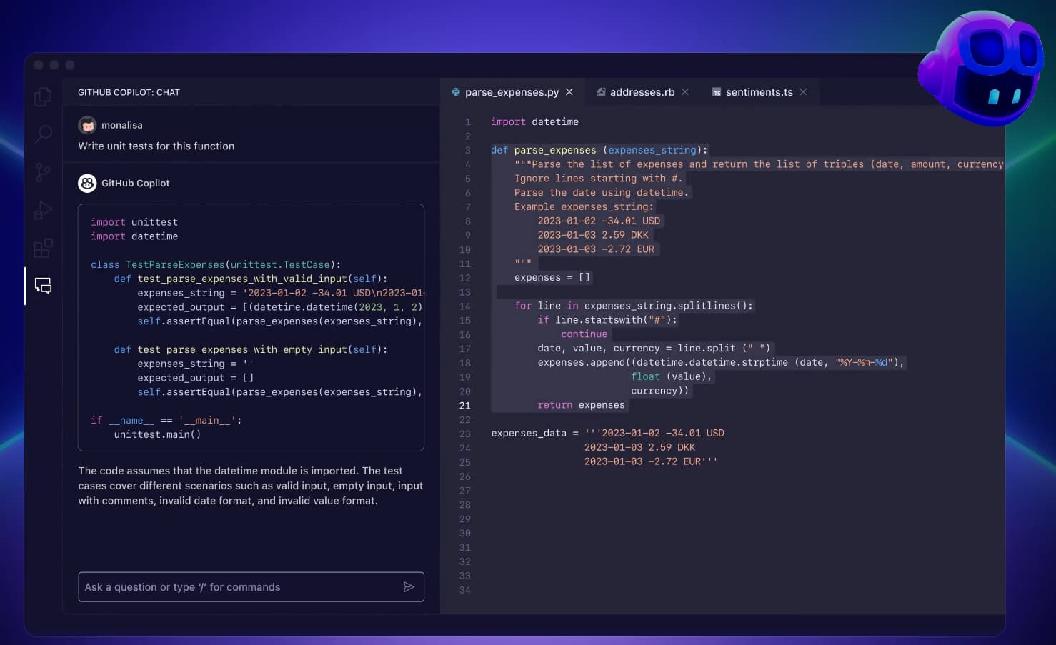「GitHub Copilot Chat」コーディングを支援するAIチャットボット - 窓の杜