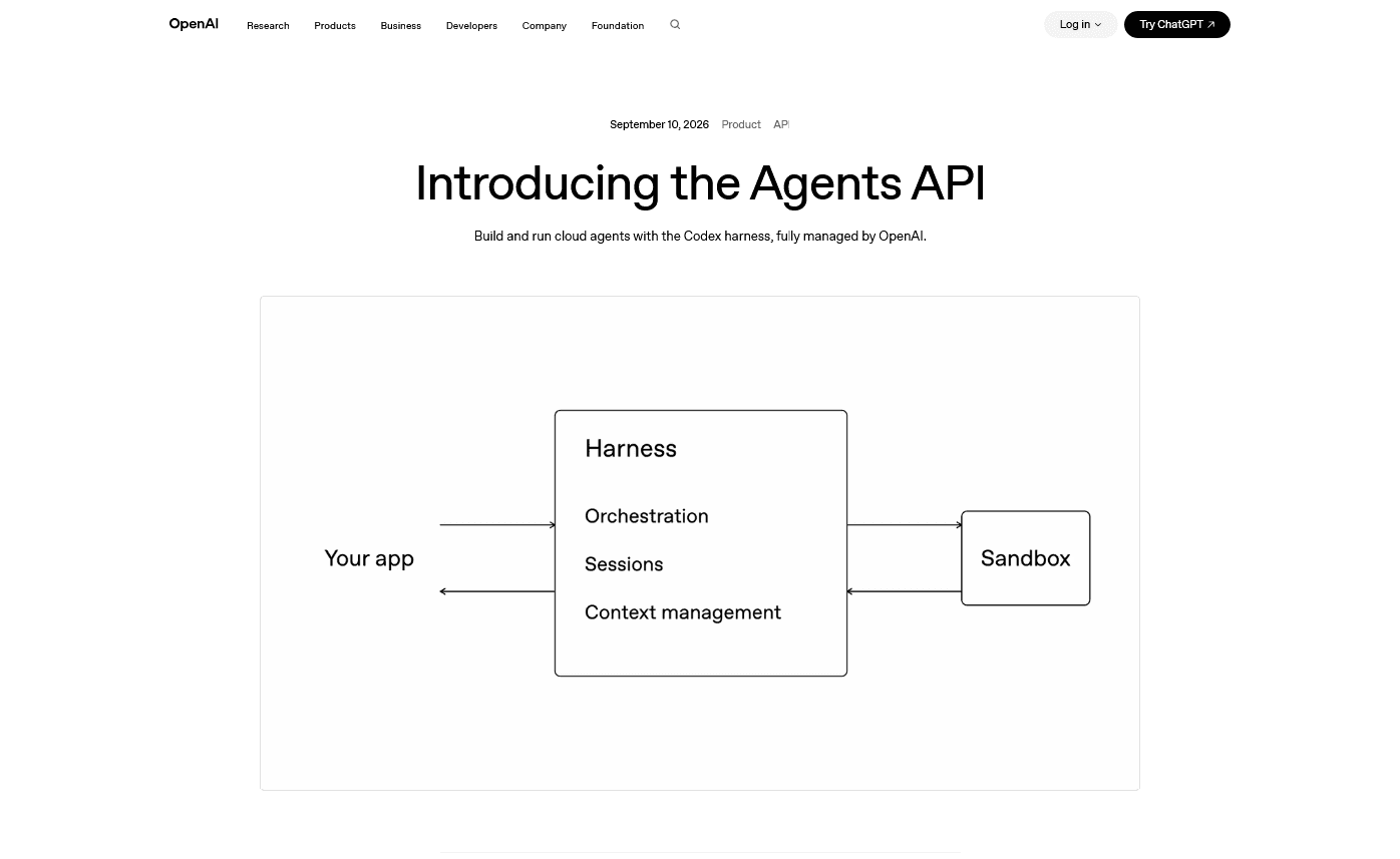 OpenAI、Agents APIをパブリックベータ公開 ——Codexの実行基盤でクラウドエージェントを構築