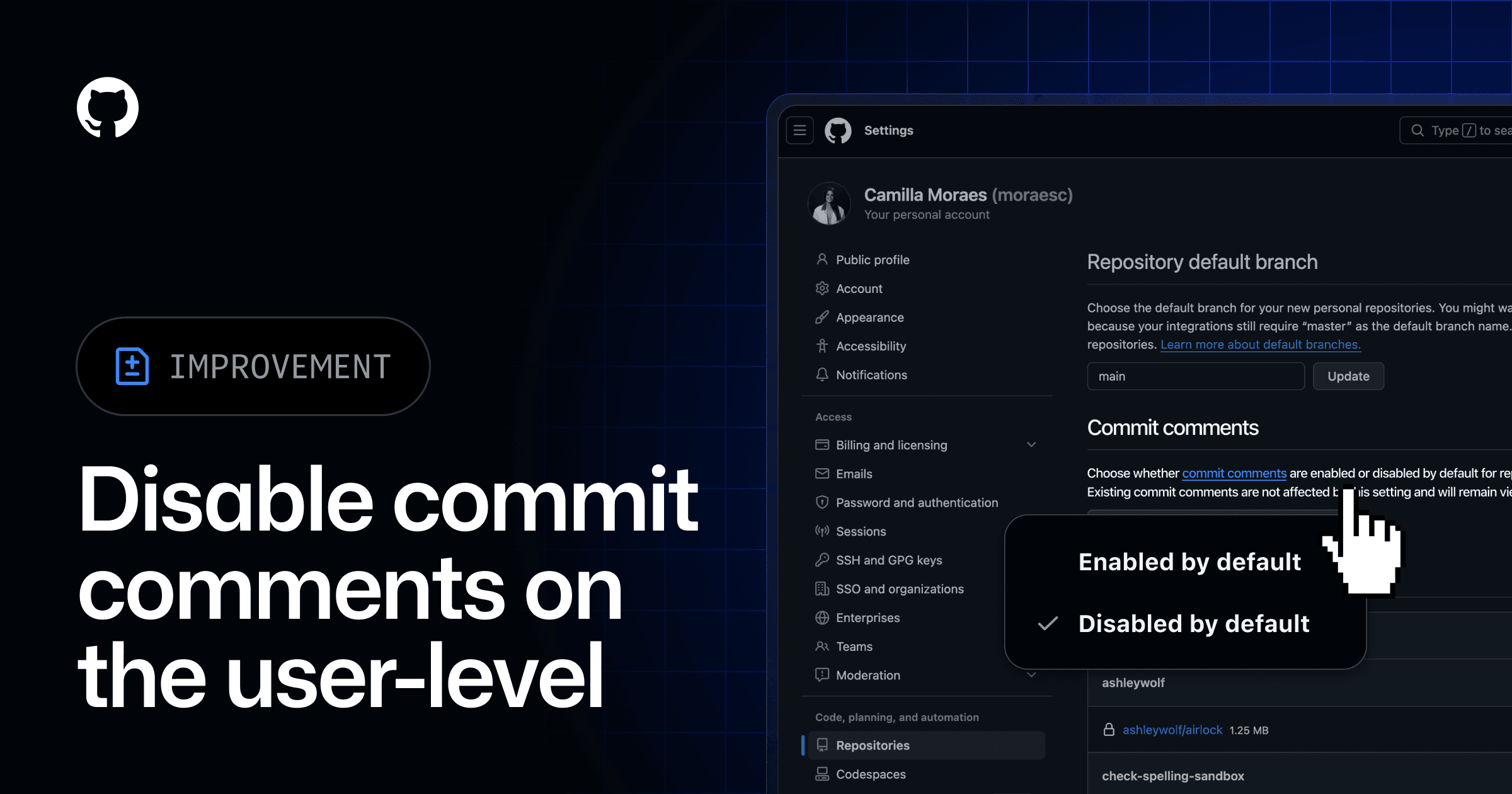 Disable commit comments on the user level - The GitHub Blog