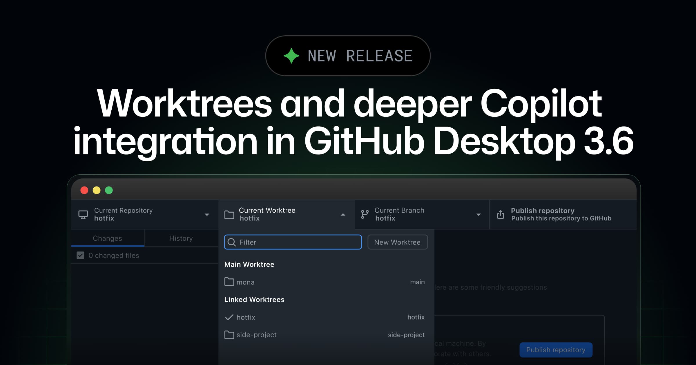 GitHub Desktop 3.6: Worktrees and deeper Copilot integration - The GitHub Blog