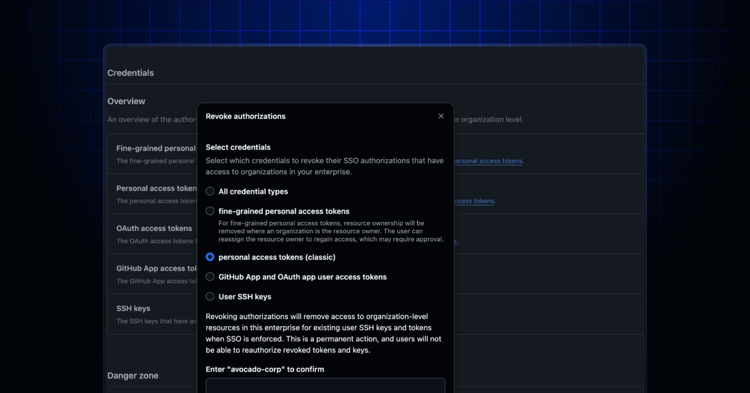 Credential revocation and deauthorization by token type