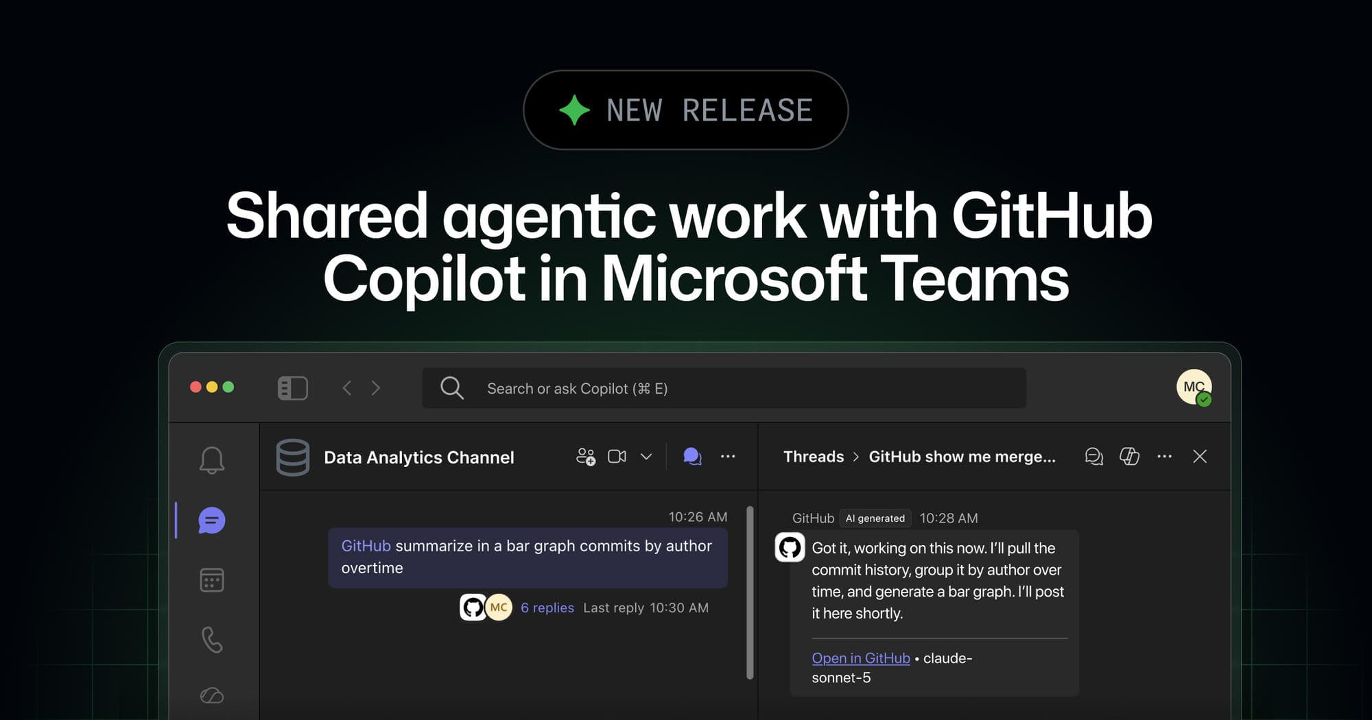 Shared agentic work with GitHub Copilot in Microsoft Teams