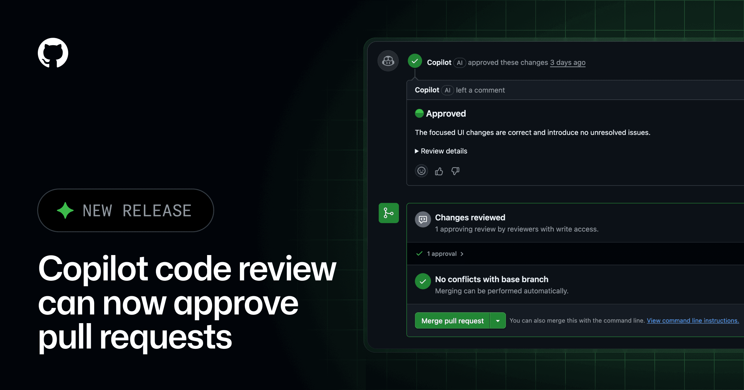Copilot code review can now approve pull requests