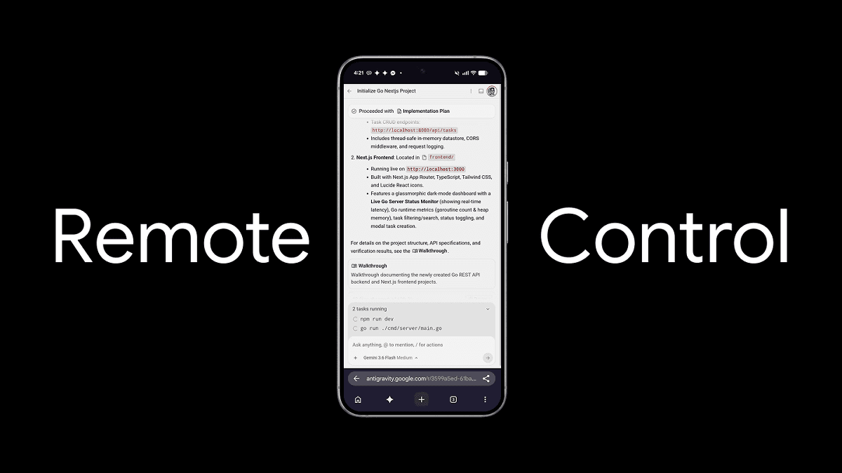 Google's AI agent 'Antigravity' now supports remote control from other devices.