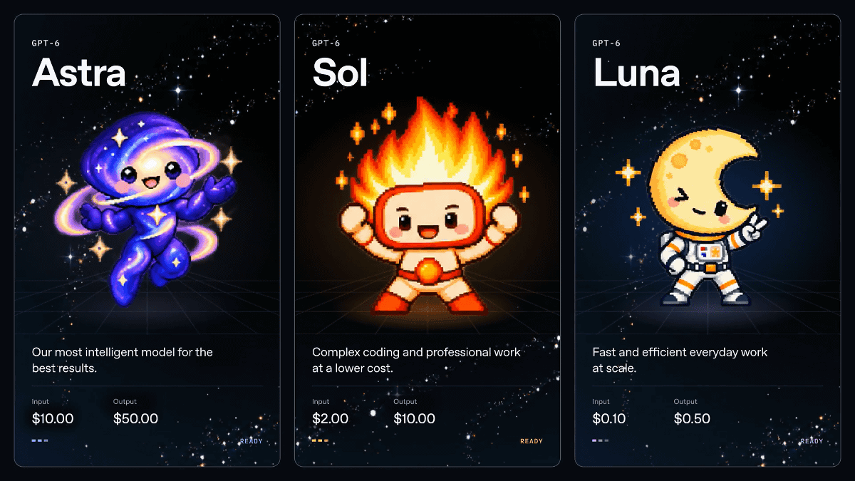 OpenAIが「GPT-6 Sol」と「GPT-6 Luna」を発表、API料金は前世代から半額に