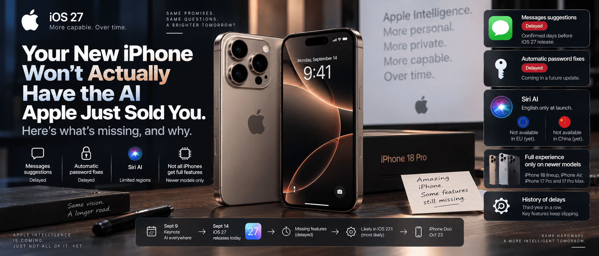 Your New iPhone Won’t Actually Have The AI Apple Just Sold You: Here’s What’s Missing and Why