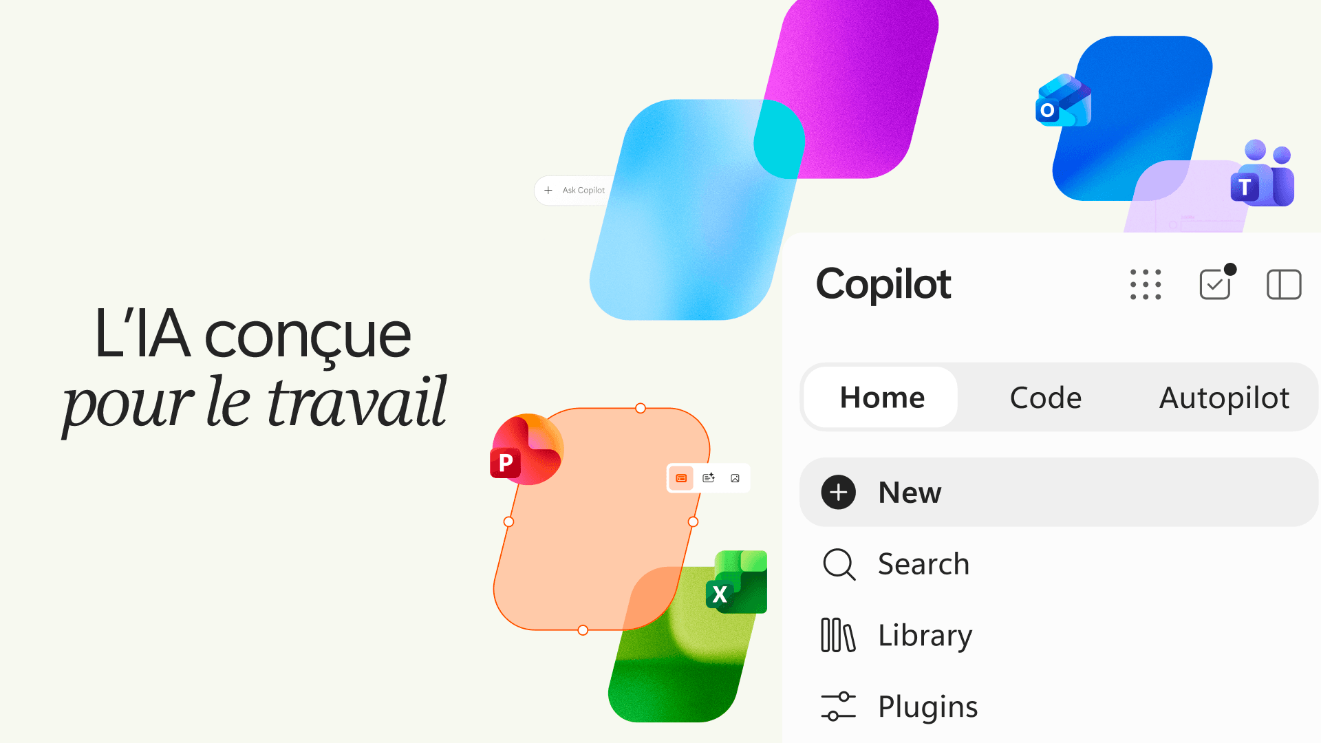 Présentation du nouveau Copilot avec Accueil, Code et Autopilot