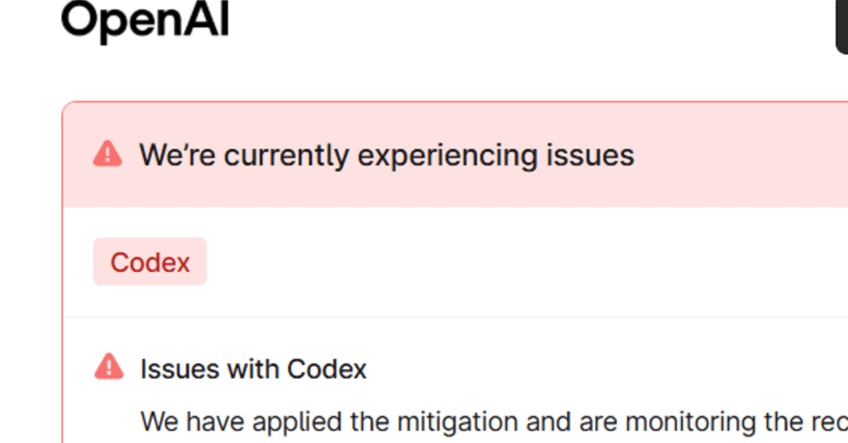 「Codex」で1時間にわたる障害→使用量リセットへ