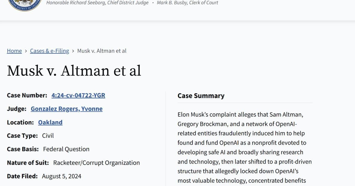 イーロン・マスク氏のOpenAI訴訟、時効により請求棄却　陪審が全員一致の評決 - ITmedia NEWS