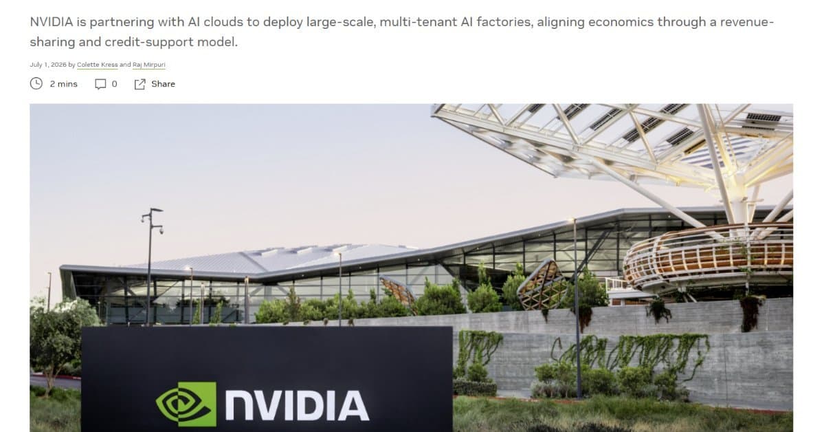 NVIDIA、AIインフラ調達の新ビジネスモデル発表　収益分配で新興企業を支援