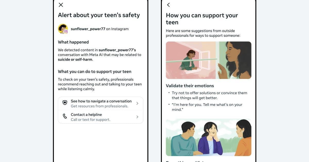 Metaが「Meta AI」に新たな保護機能 10代の自殺・自傷に関する会話を保護者に通知