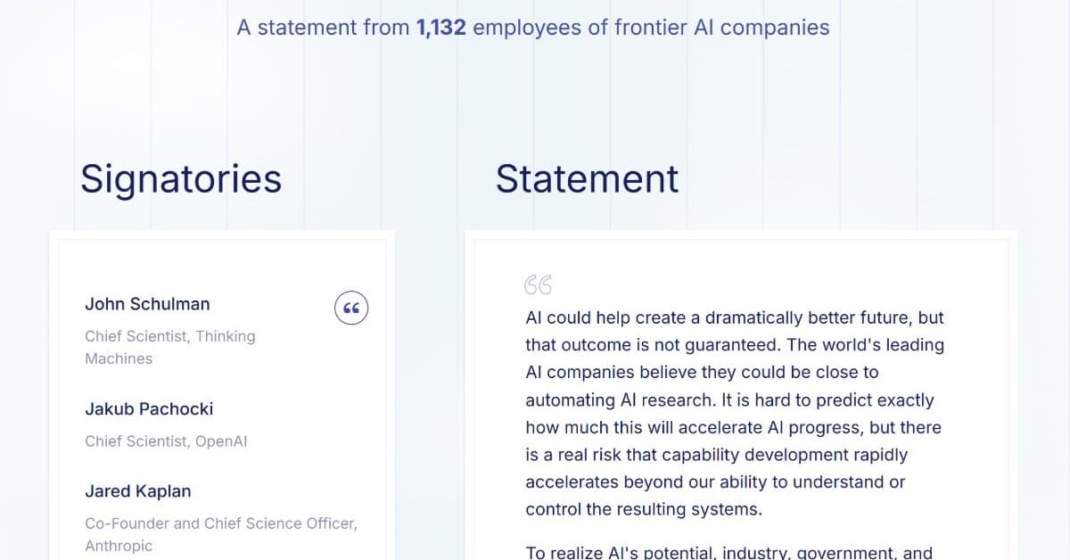 OpenAIやAnthropicなどの従業員、米政府に「AI開発のペース調整を」と提言
