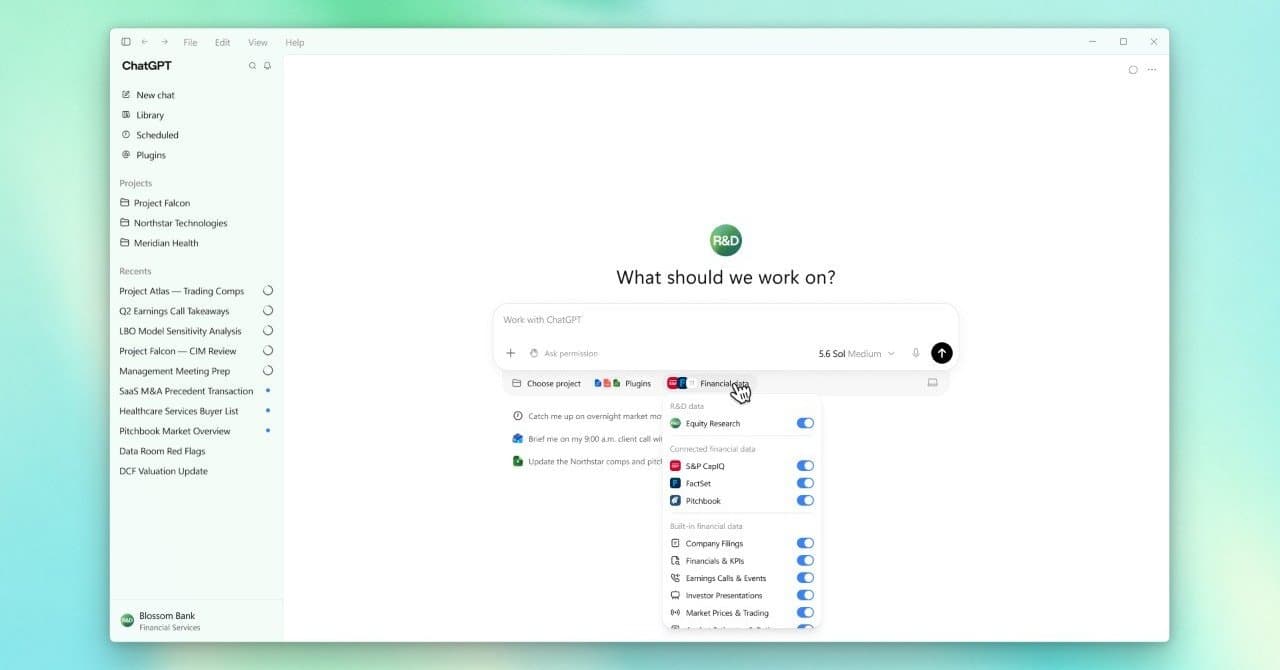 OpenAI、金融機関向け「ChatGPT for Financial Services」 金融データ搭載し「GPT-6 Astra」で分析