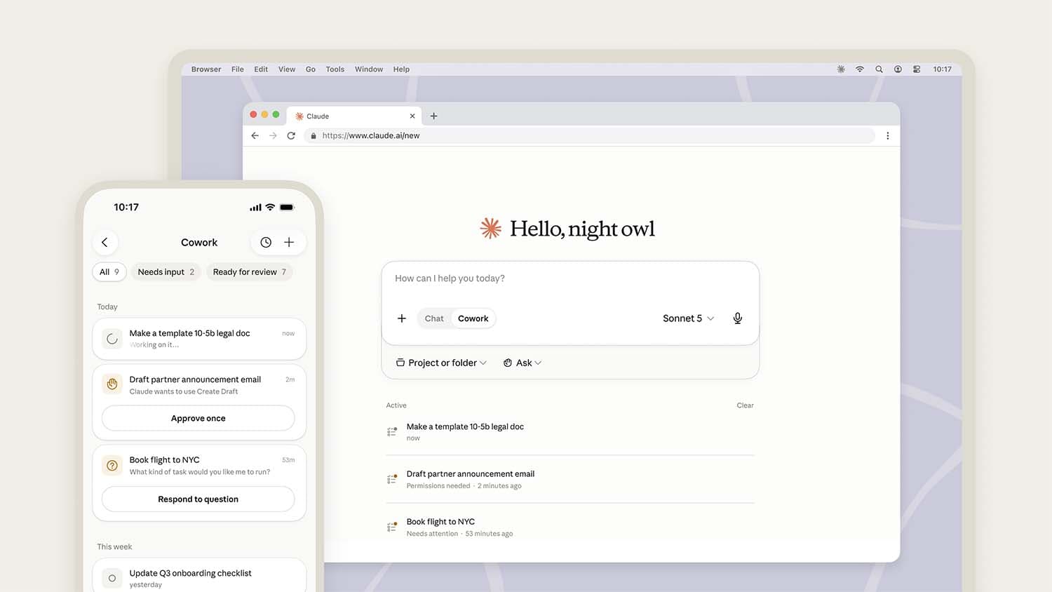 Claude Cowork、モバイルとWebでも利用可能に　PC閉じても作業継続
