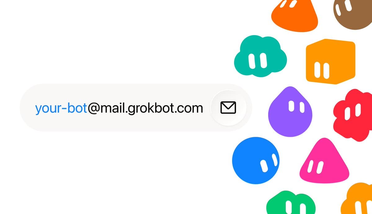Grok Bot gets its own email inbox: claim a @mail.grokbot.com address to sign up for services, contact businesses and schedule meetings